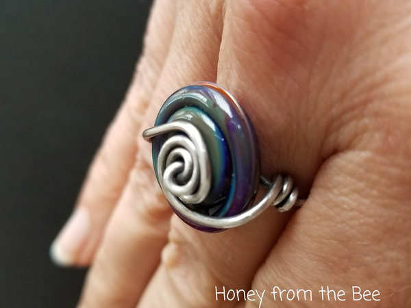 Silver and Lampwork ring