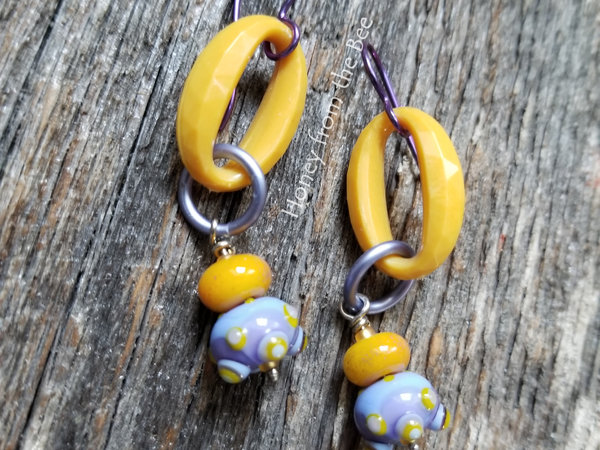 Yellow and lavender earrings