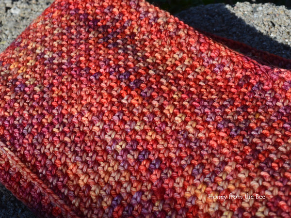 Orange crocheted cowl