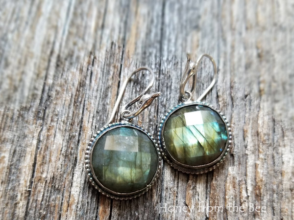 Faceted labradorite earrings