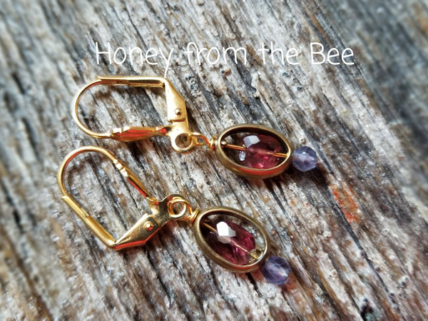 Amethyst and iolite earrings