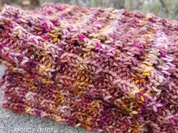 Pink handknit cowl