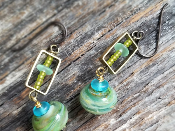 Green artisan earrings