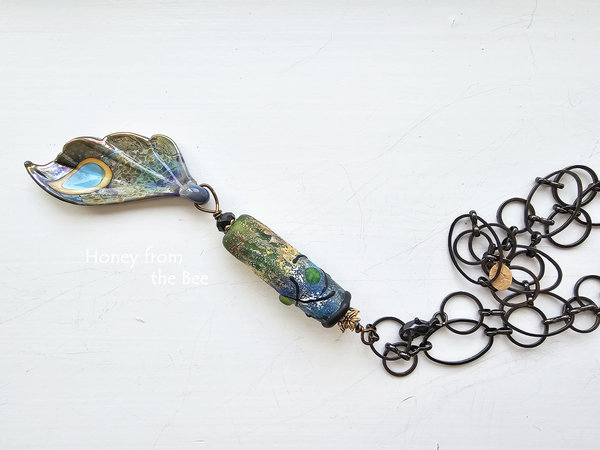 Lampwork pendant is one of a kind in jewel tones
