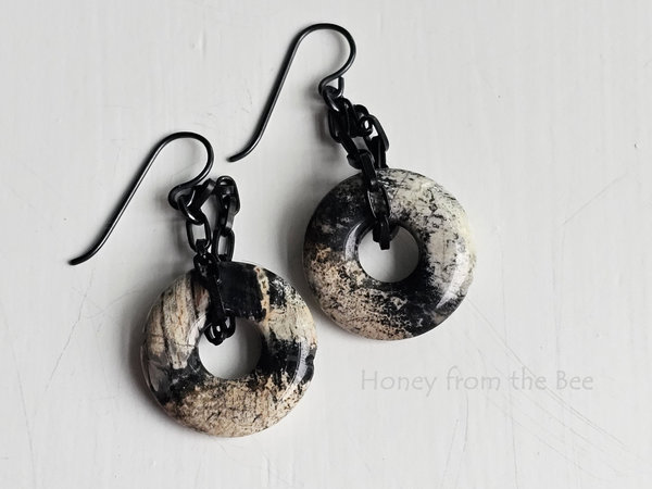 Black and Tan gemstone earrings