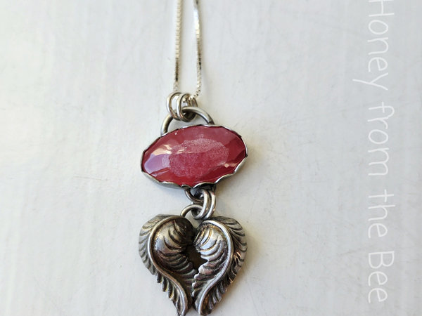 Pink and silver pendant 