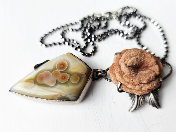 Baryte Rose and Ocean Jasper Pendant