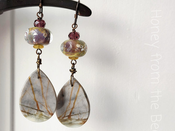 Picasso Jasper earrings in lavender and yellow