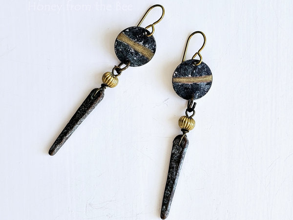 Brass and verdigris earrings