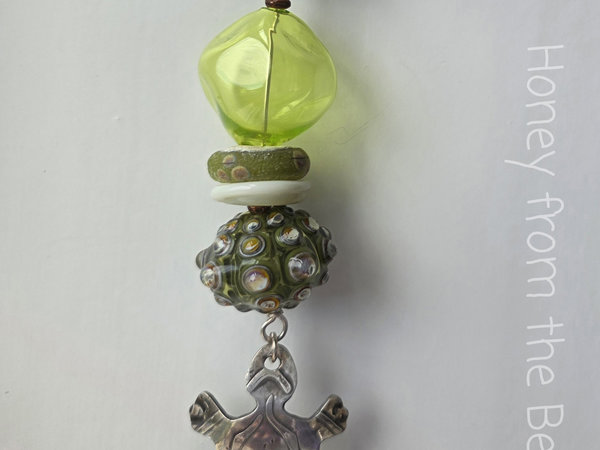 Nature inspired necklace in green and silver